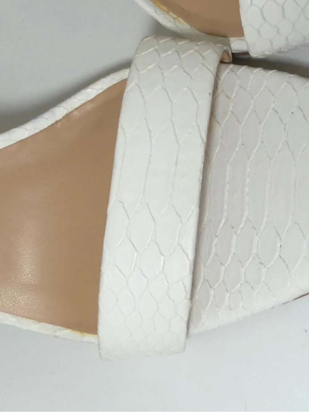 INC International Concepts White Textured Ankle-Strap Block Heels